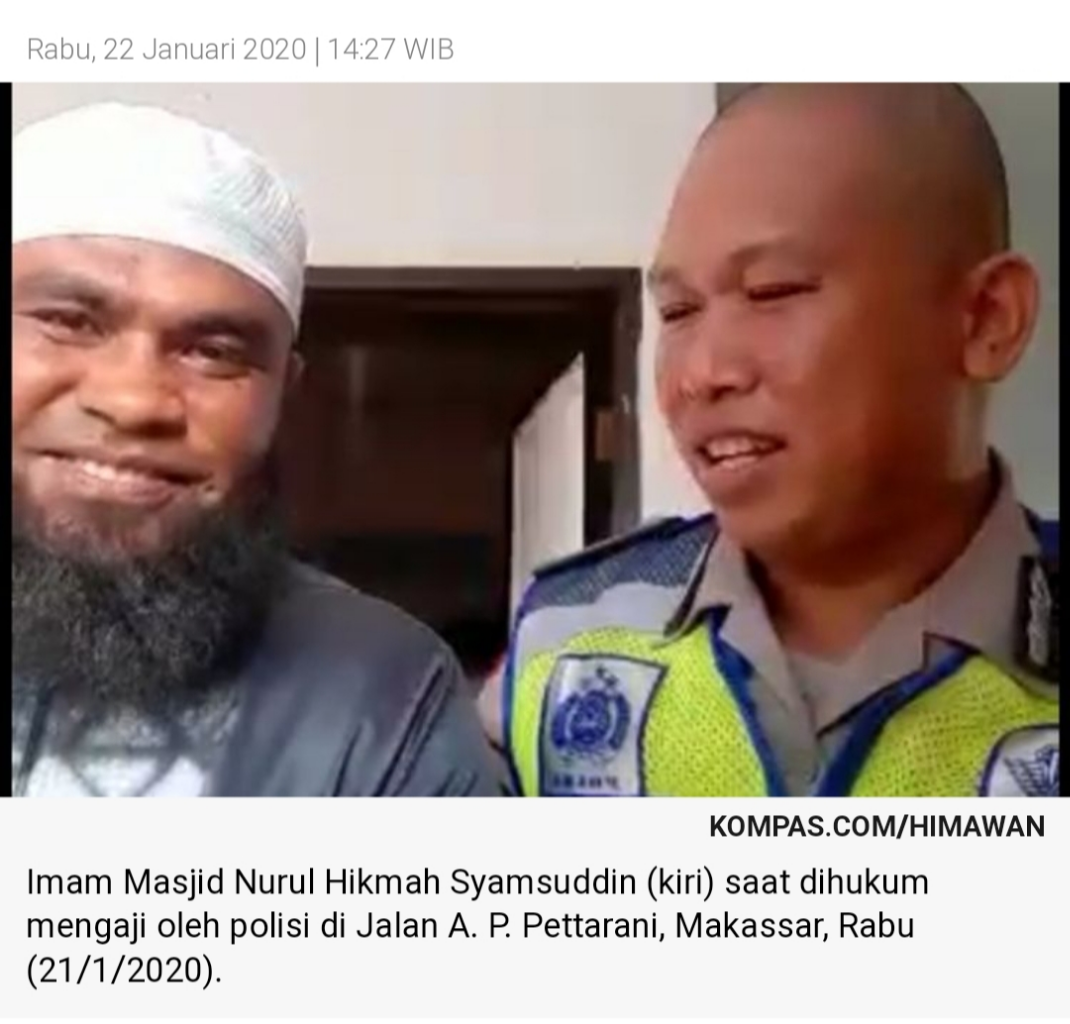 Viral, Imam Masjid Dihukum Mengaji oleh Polisi karena Tak Pakai Helm