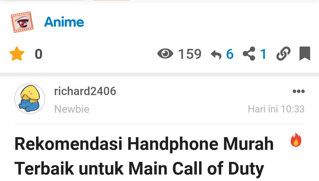 Thread Gaje Dijadikan Hot Thread Di Subforum Anime