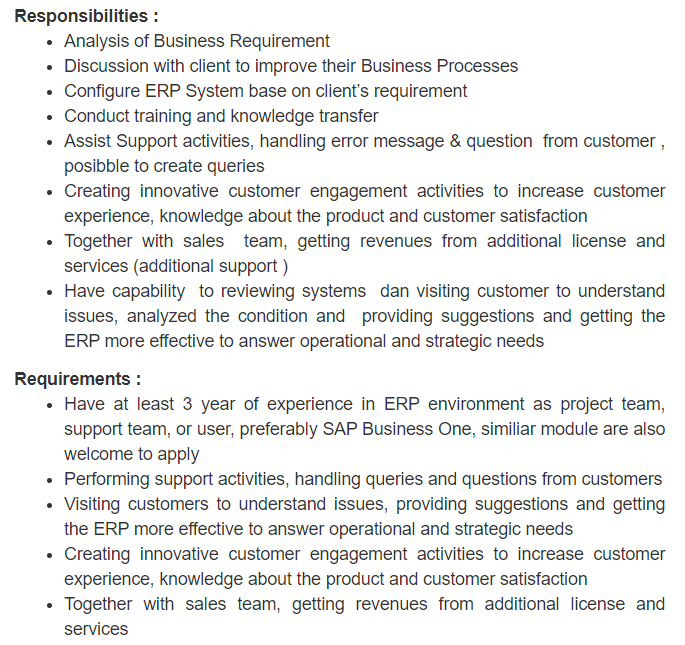 &#91;URGENT&#93;FUNCTIONAL SAP B1 JAKARTA