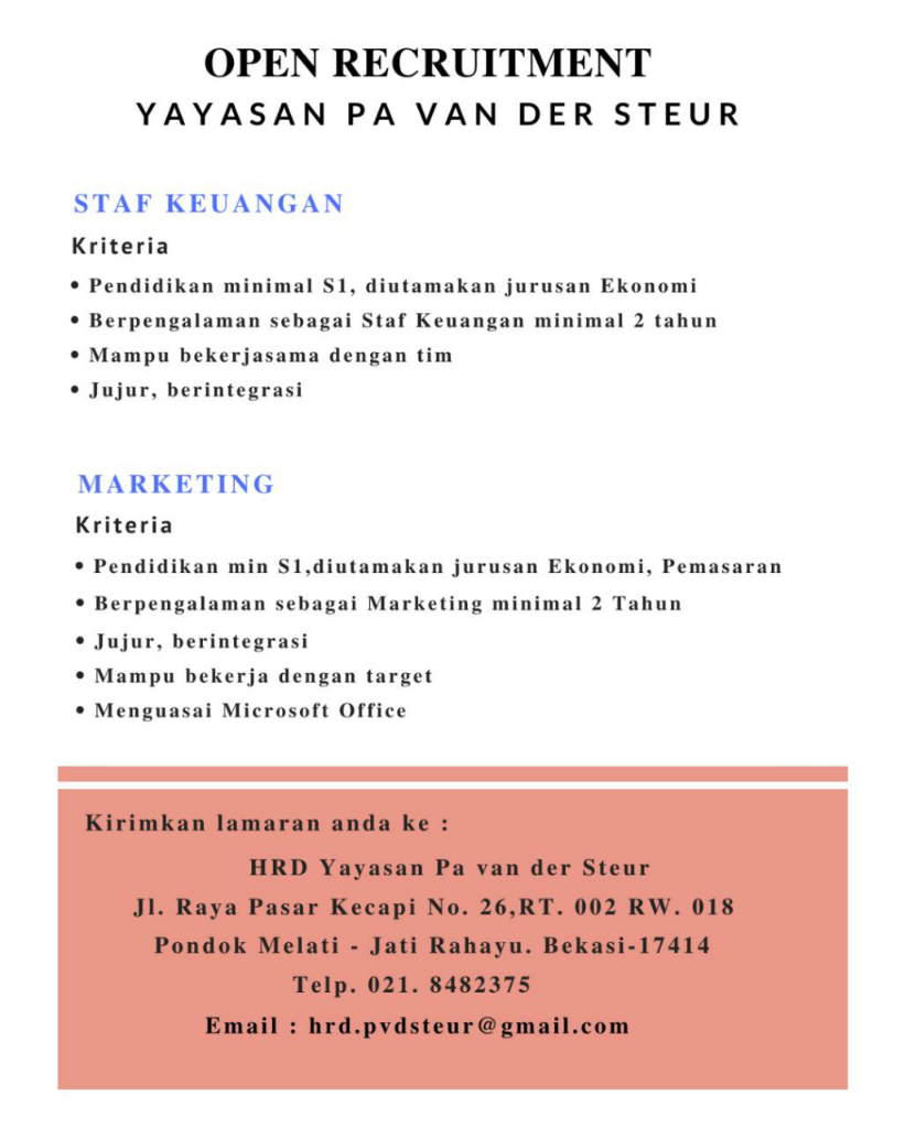 &#91;BEKASI&#93; &#91;JATIRAHAYU&#93; Staff Keuangan &amp; Marketing di PvdS