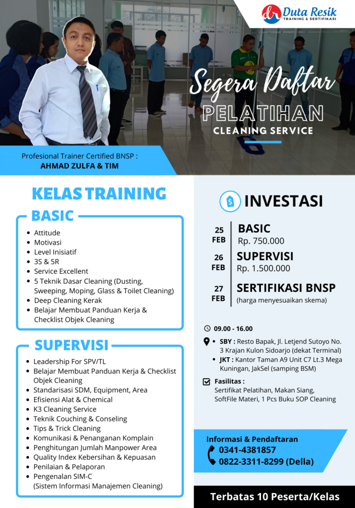 Public Training Cleaning Service PLUS Sertifikasi BNSP