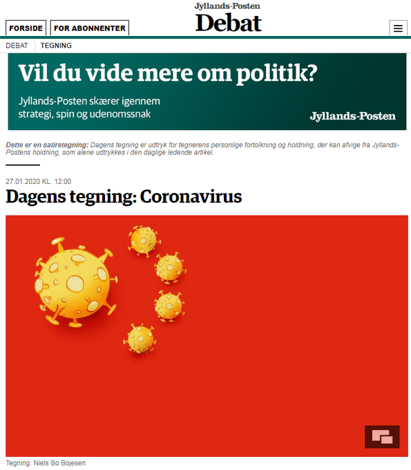 Koran Denmark Pasang Gambar Satire Virus Corona, China Marah