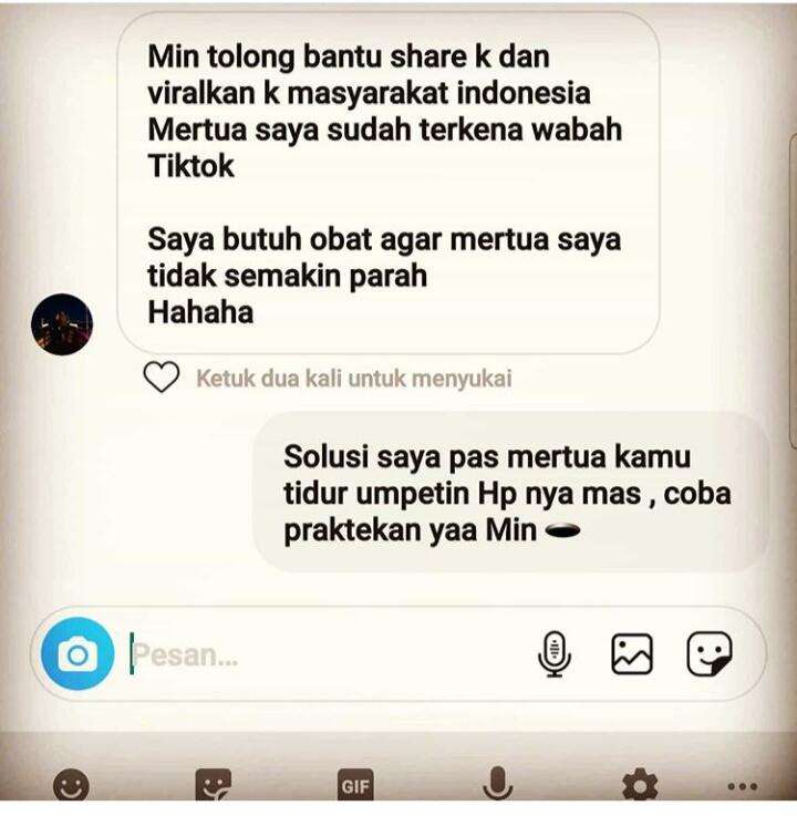 Viral DM Netizen Tentang Mertua yang Kena Wabah Tiktok, Ada Yang Bisa Ngasih Solusi? 