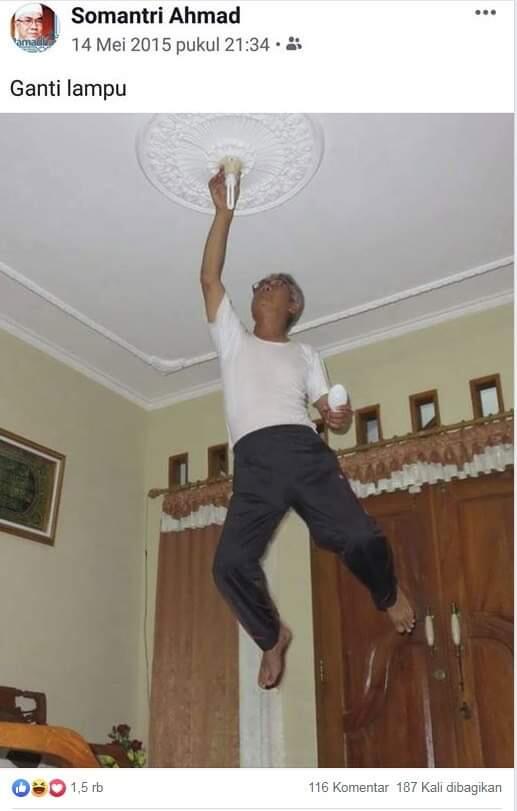 12 Foto Editan Lucu Karya Pak Somantri Ahmad yang Viral Banget di Facebook