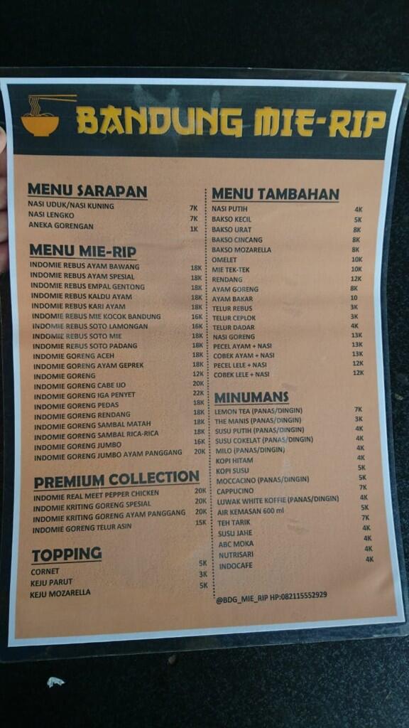 Bandung MieRip (Jatinangor), menyajikan indomie sesuai dengan kemasannya