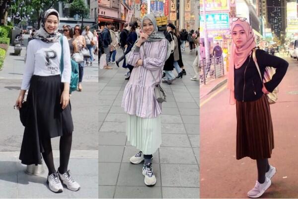 10 Inspirasi Hijab Street Style ala Poppy Bunga, Tampil Elegan