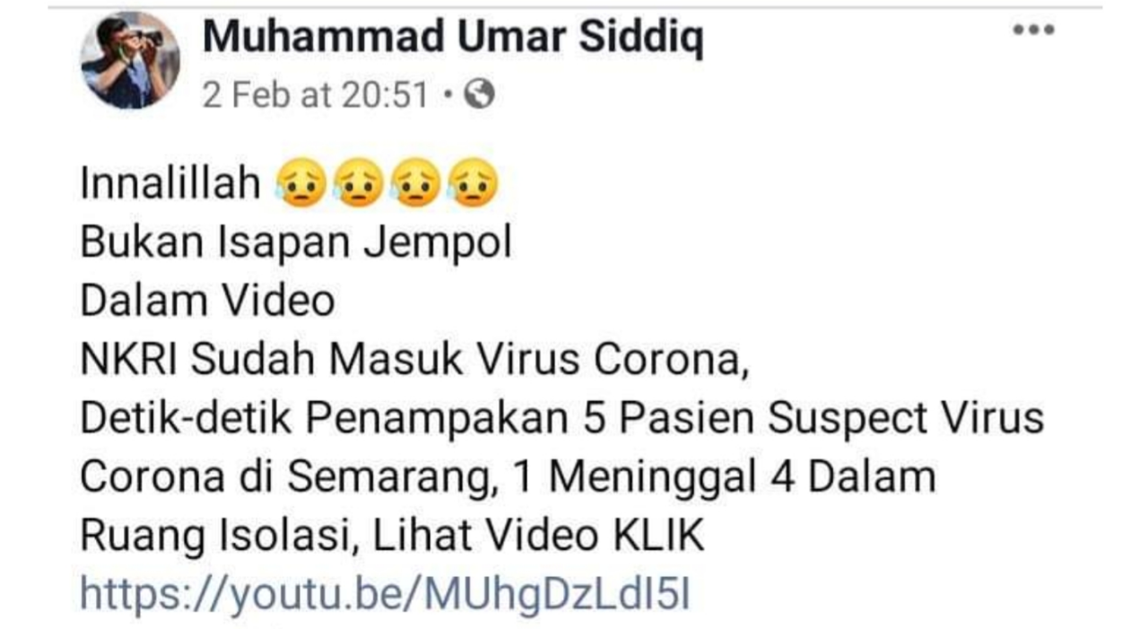 Hoaks 1 Orang Tewas di Semarang Gegara Virus Corona,Menkes Terawan Laporkan ke Polisi