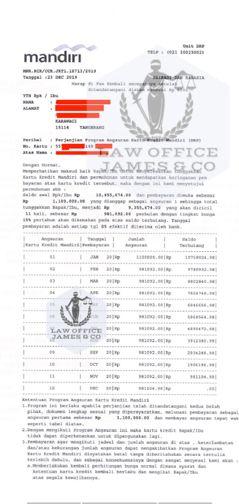 Jasa Penutupan Kartu Kredit ( LAW OFFICE JAMES & CO )