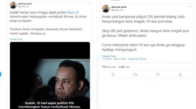 Polemik Revitalisasi Monas, Gus Sahal: Tumben Anies Mingkem