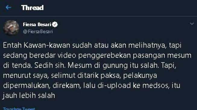 Viral Pasangan Digerebek saat Mesum di Gunung, Fiersa Besari Beri Komentar