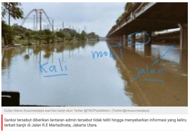 Salah Beritakan Foto Banjir, Admin TMC Polda Metro Cuma Kena Sanksi Teguran
