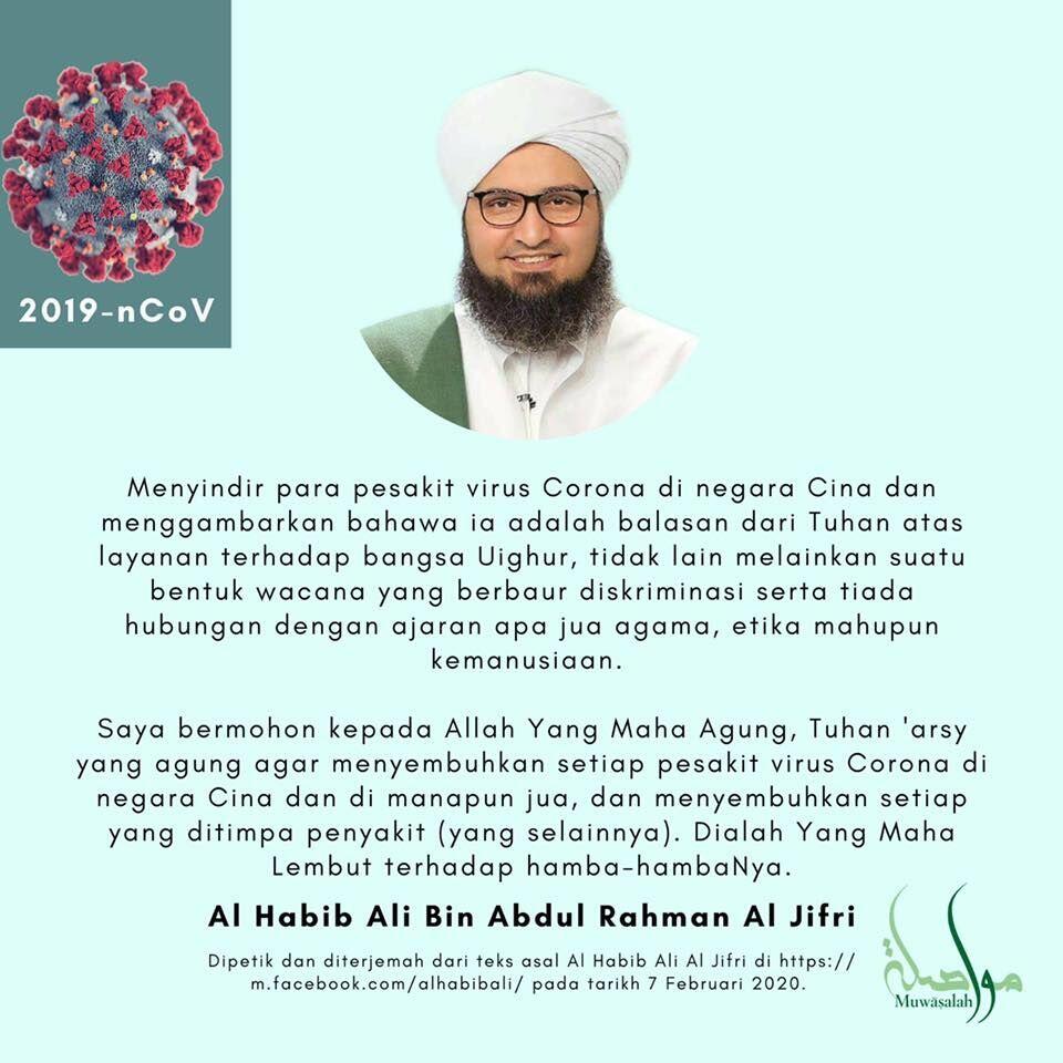 Teguran Cucu Nabi Muhammad ke Muslim yang Sebut Virus Corona Azab China
