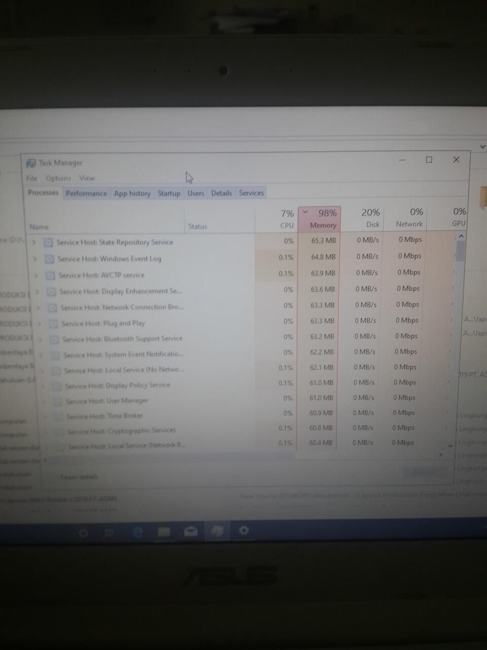 RAM baru hidup sudah sumpek 98%