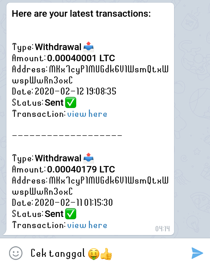 Super Legit! Free Litecoin Tanpa Depo/Invest dari Telegram Bot