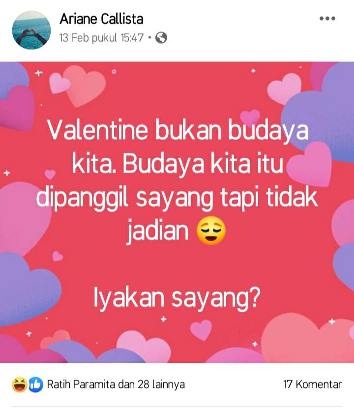 Beragam Postingan Valentine Day Bukan Budaya Kita Oleh Netizen +62! Kepoin, Guys!