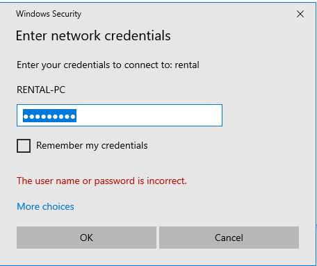 &#91;ASK&#93; Tidak bisa connect ke pc lain di local, Network Credential Incorrect Windows 10