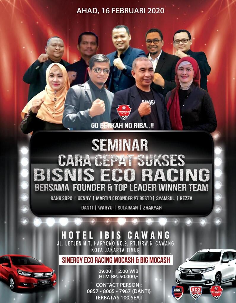 SEMINAR BISNIS ECO RACING BERSAMA FOUNDER WINNER TEAM