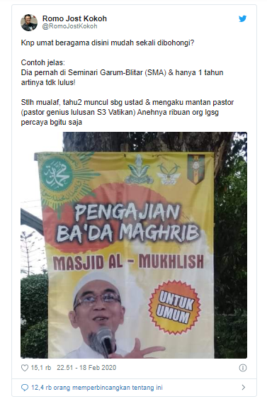 Banner Pengajian Ustaz Viral, Cantumkan ‘Mualaf, Mantan Pastor, &amp; Lulusan S3 Vatikan’