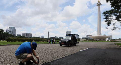 Persiapan Lintasan Balap Formula E, Sebagian Cobblestone Monas Diaspal