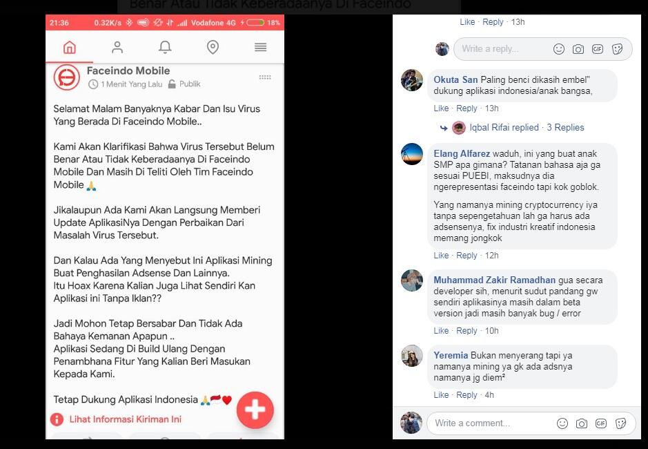Aplikasi Karya Anak Bangsa &quot;Faceindo Mobile&quot; Disusupi Virus Mining , Hoax?