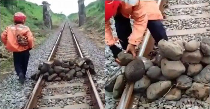 Sabotase Kereta, Tumpukan Batu Di Tengah Rel Kereta!