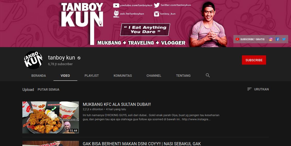 Review Konten-Konten Tanboy Kun : YouTuber Kuliner Paling Rakus se-Indonesia