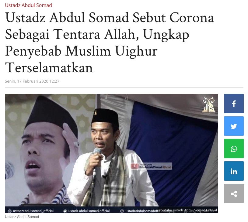 Soal Virus Corona, Ustaz Abdul Somad Minta Tak Benci China