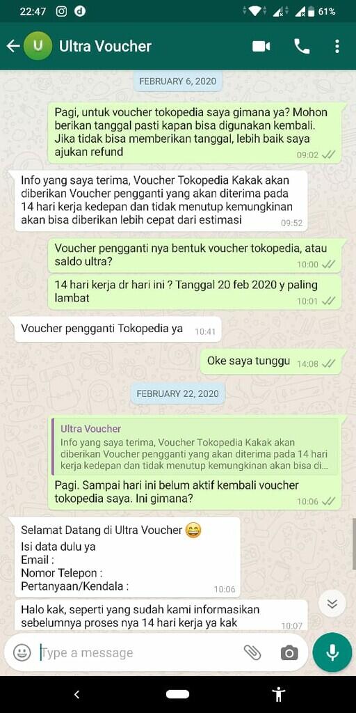 Ultra Voucher TIDAK BERTANGGUNG JAWAB