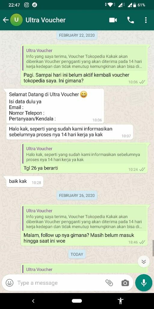 Ultra Voucher TIDAK BERTANGGUNG JAWAB