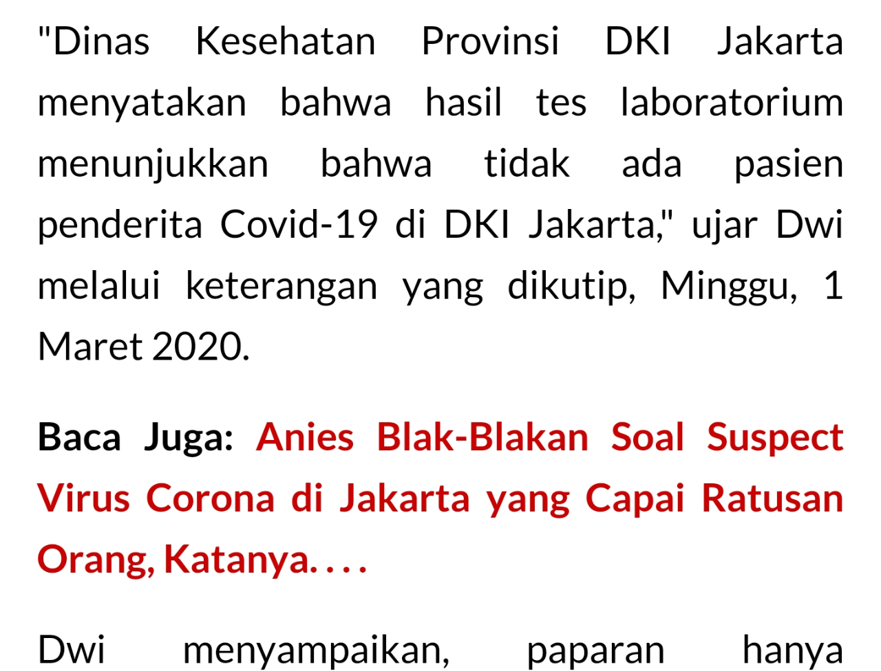 Menkes Bantah Pernyataan Anies Soal Corona