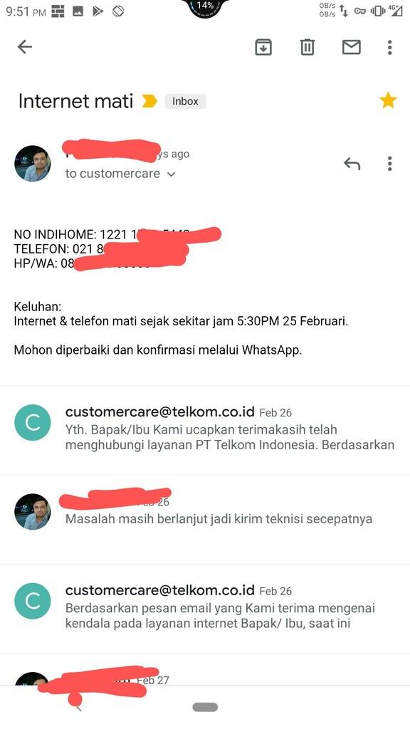 Telkom IndiHome mempermainkan pelanggan