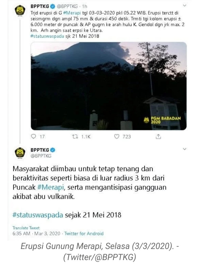 Gunung Merapi Erupsi; Banyakin Doa dan Lakukan Beberapa Hal Berikut Ini!