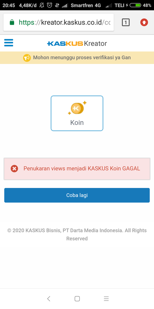 Penukaran Koin Kaskus Gagal ! Apa Agan Mengalami Hal serupa?