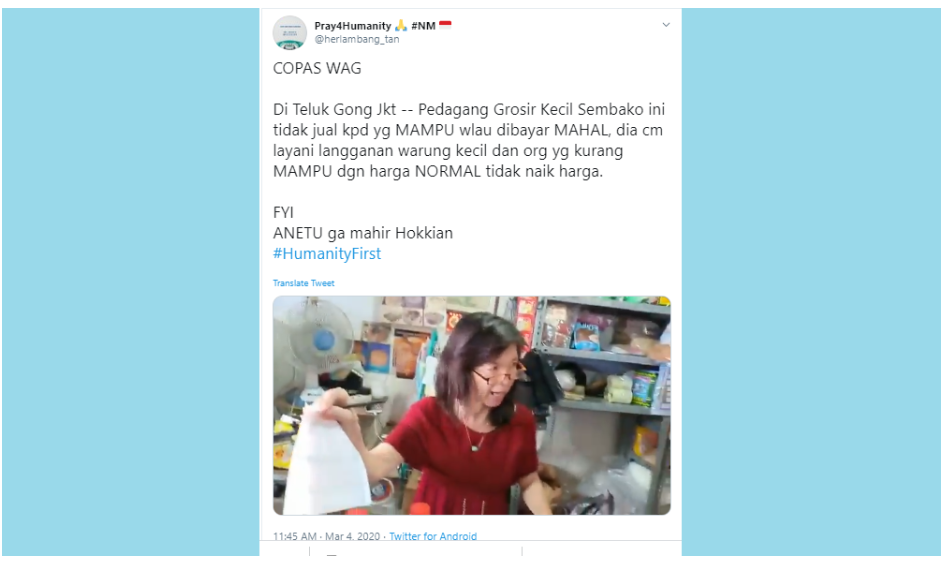 Cici Pedagang Grosir di Teluk Gong Hanya Layani Orang Kurang Mampu dan Langganannya