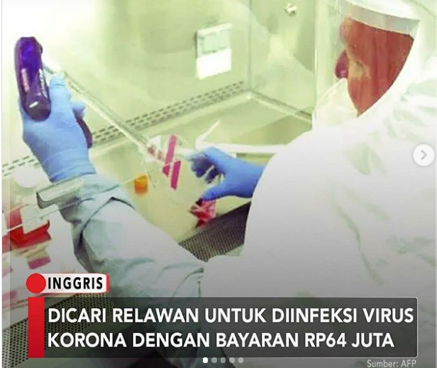 Dicari Relawan untuk Disuntik Virus Corona. Bayarannya Rp 64 Juta Lebih!