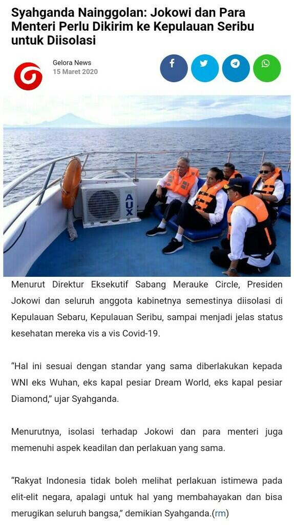 Kabinet Terancam Lock-Down (+isolasi)