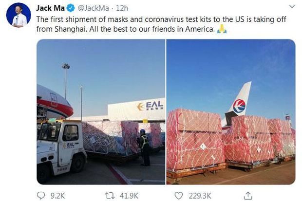Pendiri Alibaba Jack Ma Sumbang 5 Ribu Alat Uji Corona dan 1 Juta Masker ke AS
