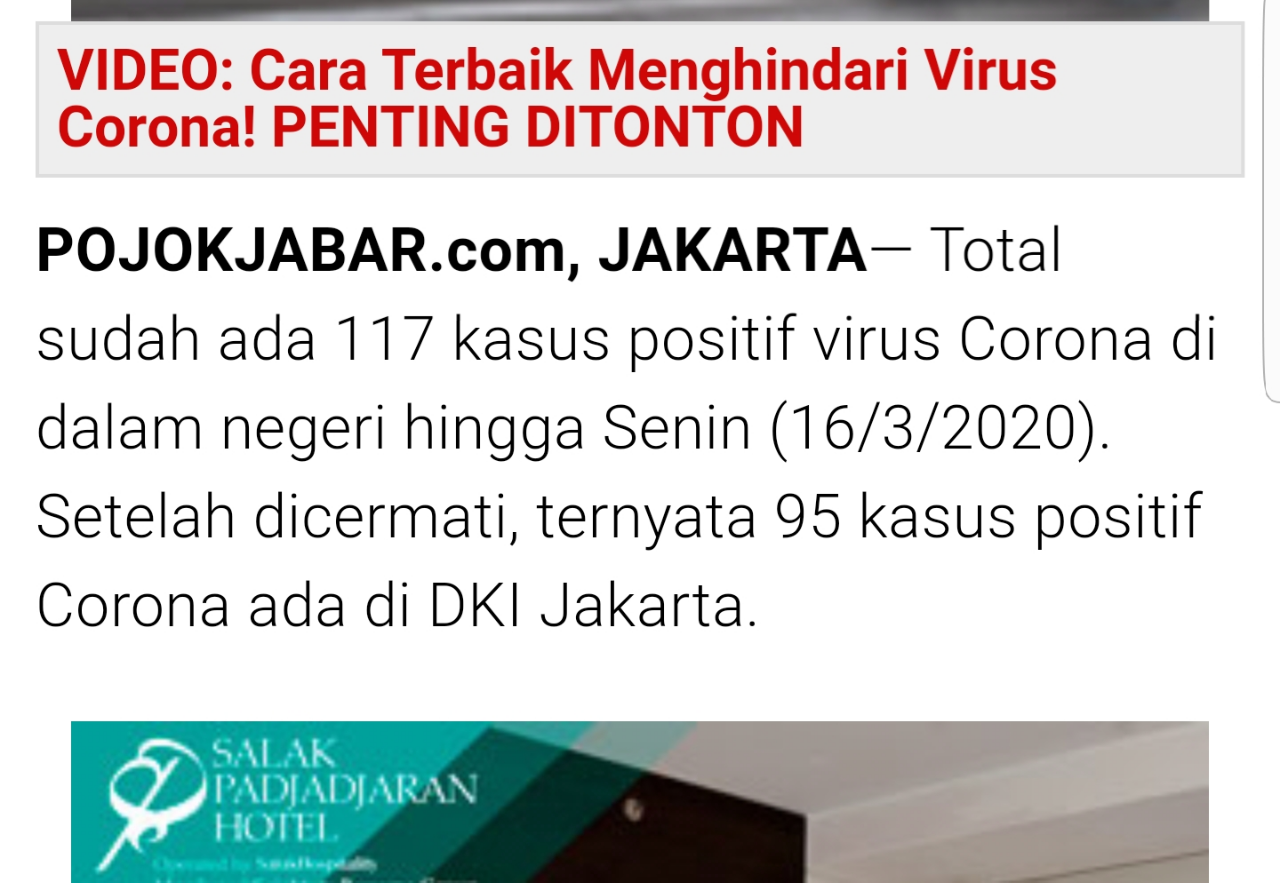 Update: Total Positif Corona 172 Orang, Jakarta 95 Orang Terjangkit