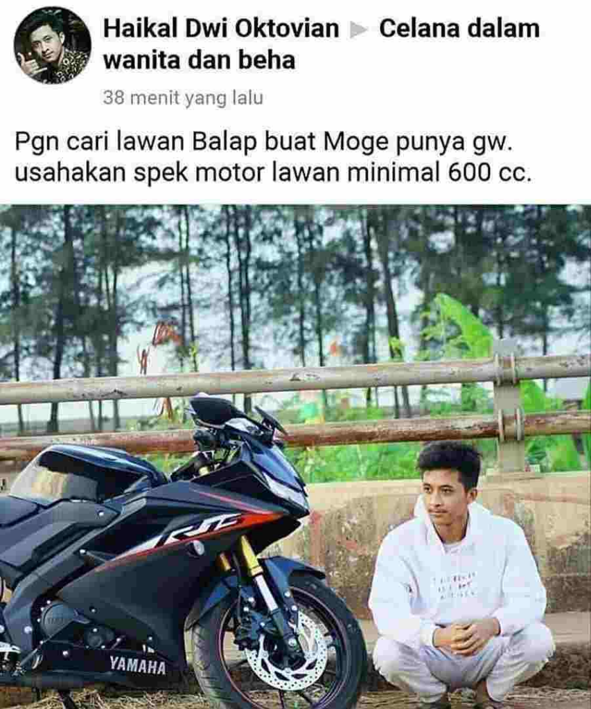 Sesumbar Menantang Balapan Motor 600 cc, Pemilik R15 Akhirnya Minta Maaf