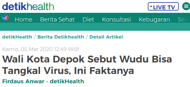 Menjaga Wudhu Terhindar dari Virus Corona