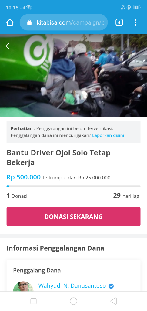 Bantu Ojol Area Solo Tetap Bekerja