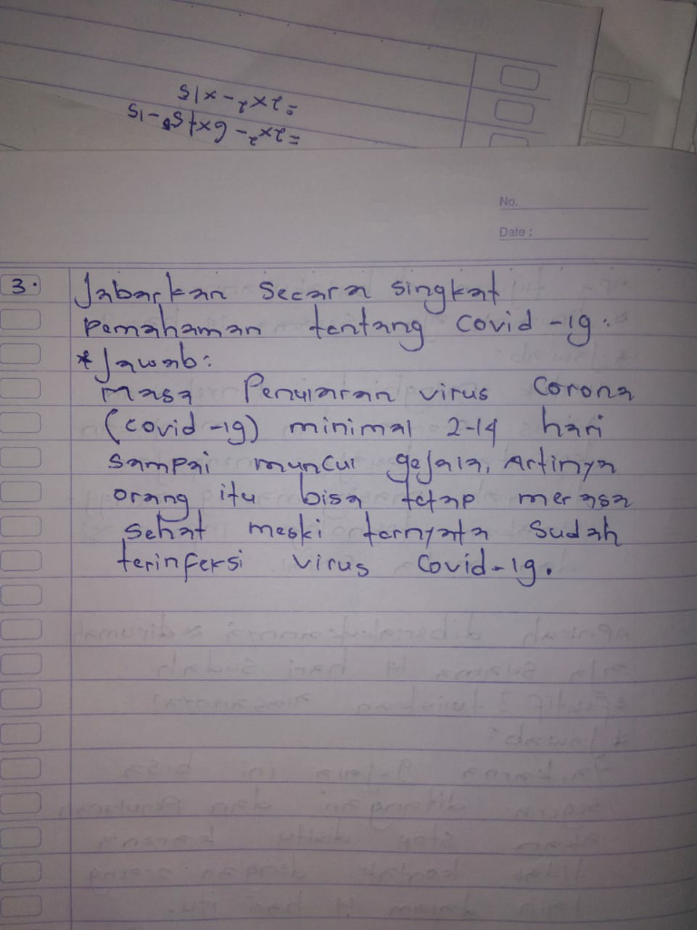 Wujud Kepedulian Anak Usia SMA Terhadap Bahaya Penyebaran Covid-19