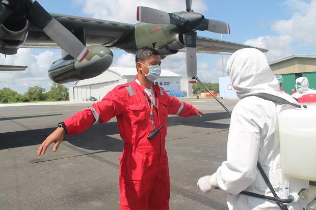Hercules A-1333 Tiba di Natuna, Kru, Pesawat, dan Bagasi Didisinfektasi