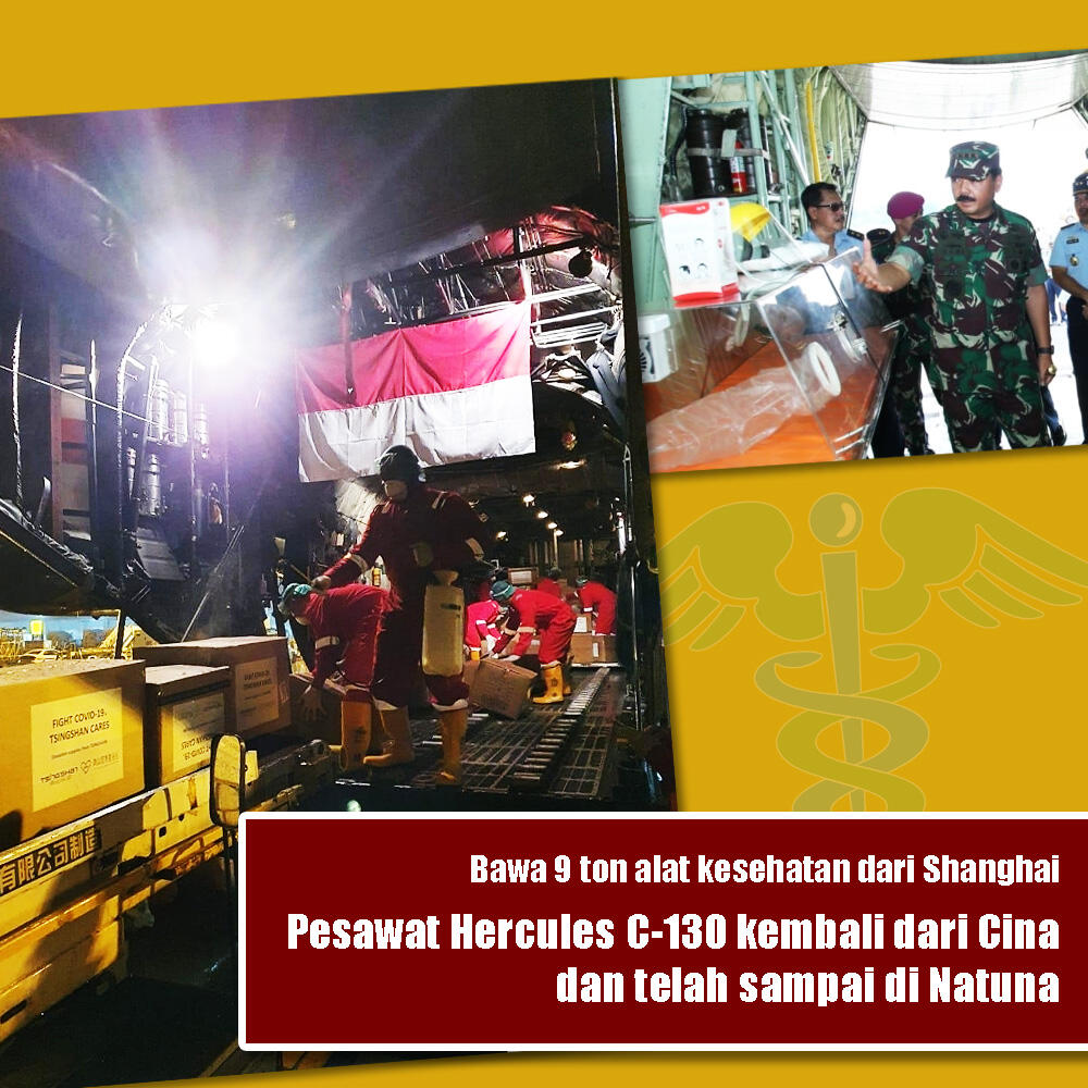 Pesawat Herculers C-130 telah sampai di Natuna
