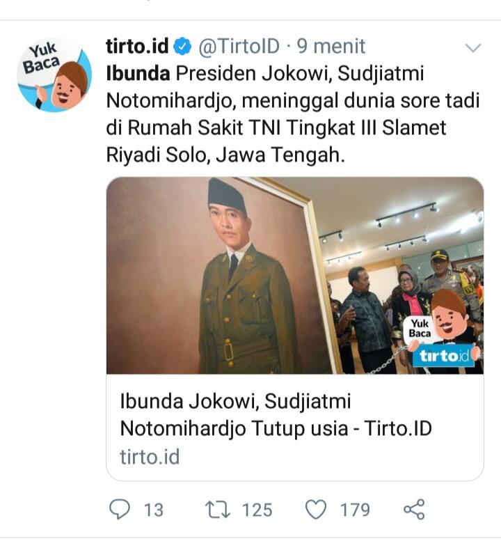 BREAKING NEWS : Ibunda Jokowi Wafat