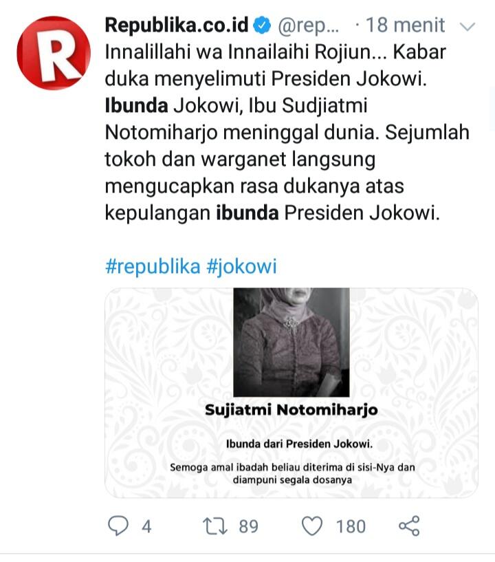 BREAKING NEWS : Ibunda Jokowi Wafat