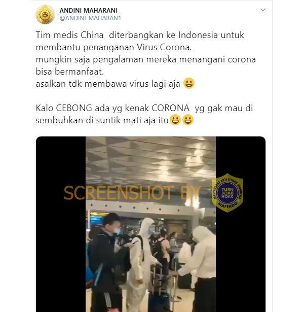 CEK FAKTA: Datang ke RI, Benarkah Tim Medis China Mau Bantu Atasi Covid-19?