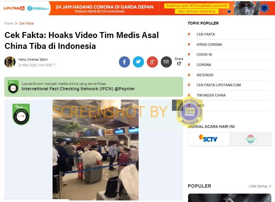 CEK FAKTA: Datang ke RI, Benarkah Tim Medis China Mau Bantu Atasi Covid-19?