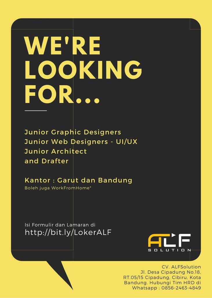 &#91;GARUT&#93; DICARI DESIGNER JUNIOR / FRESH GRADUATE DKV,MM 