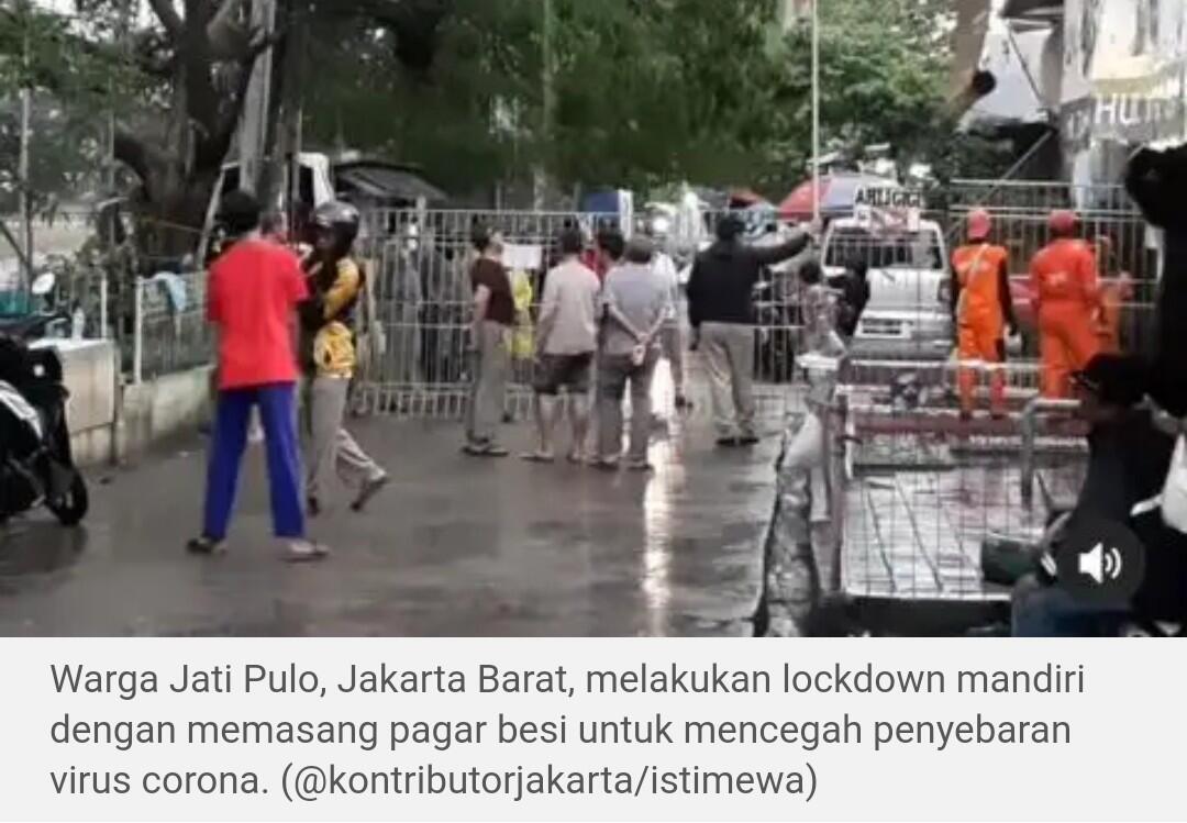 Warga Pasang Pagar di Jalan, Jati Pulo Jakarta Barat Lockdown